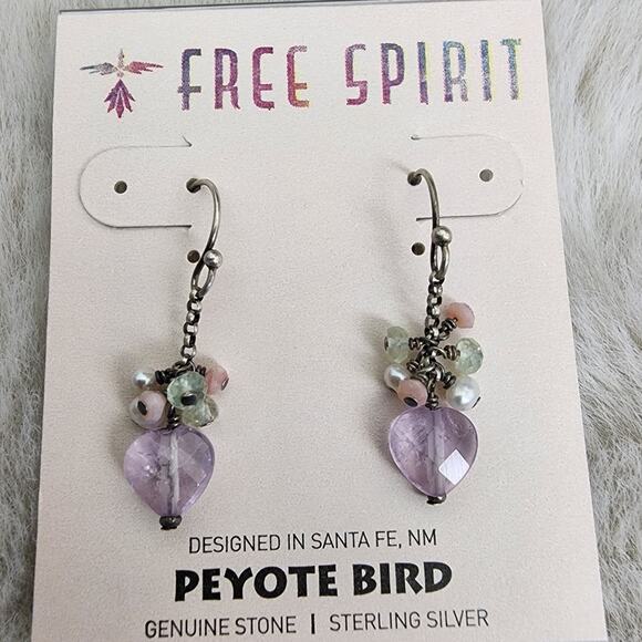 NEW Peyote Bird Free Spirit Purple and Silver Dangle Hook Earrings - Picture 3 of 8